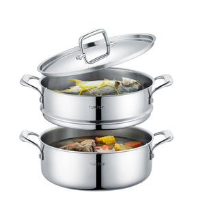 6.5qt Triply Surgical Stainless Steel Steamer Set Tuxton Home