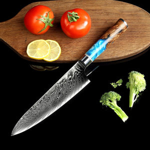 Open image in slideshow, Damascus Steel 8&quot; Chef&#39;s Knife Cook With Steel
